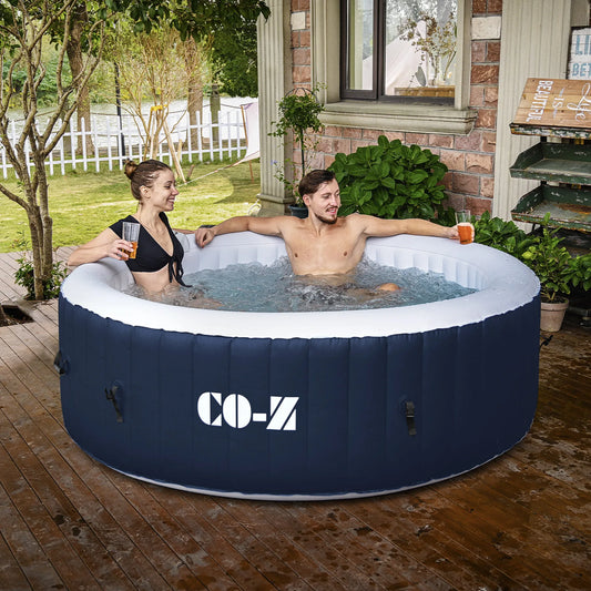 Outdoor Inflatable Hot Tub Spa w Heater&130 Massaging Jet 6 Person Round Whirlpool