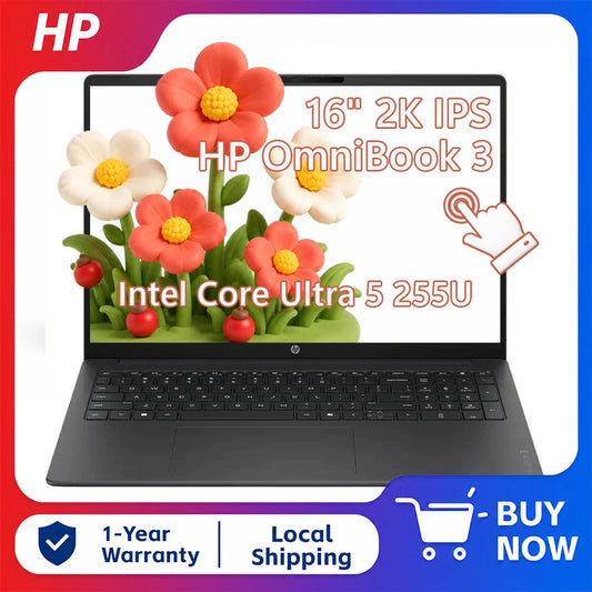 Hp Omnibook 3 16" 2K Ips Touchscreen Laptop Intel Core Ultra 5 255U Processor up to 32Gb Ddr5 Ram 2Tb Ssd Windows 11 Home