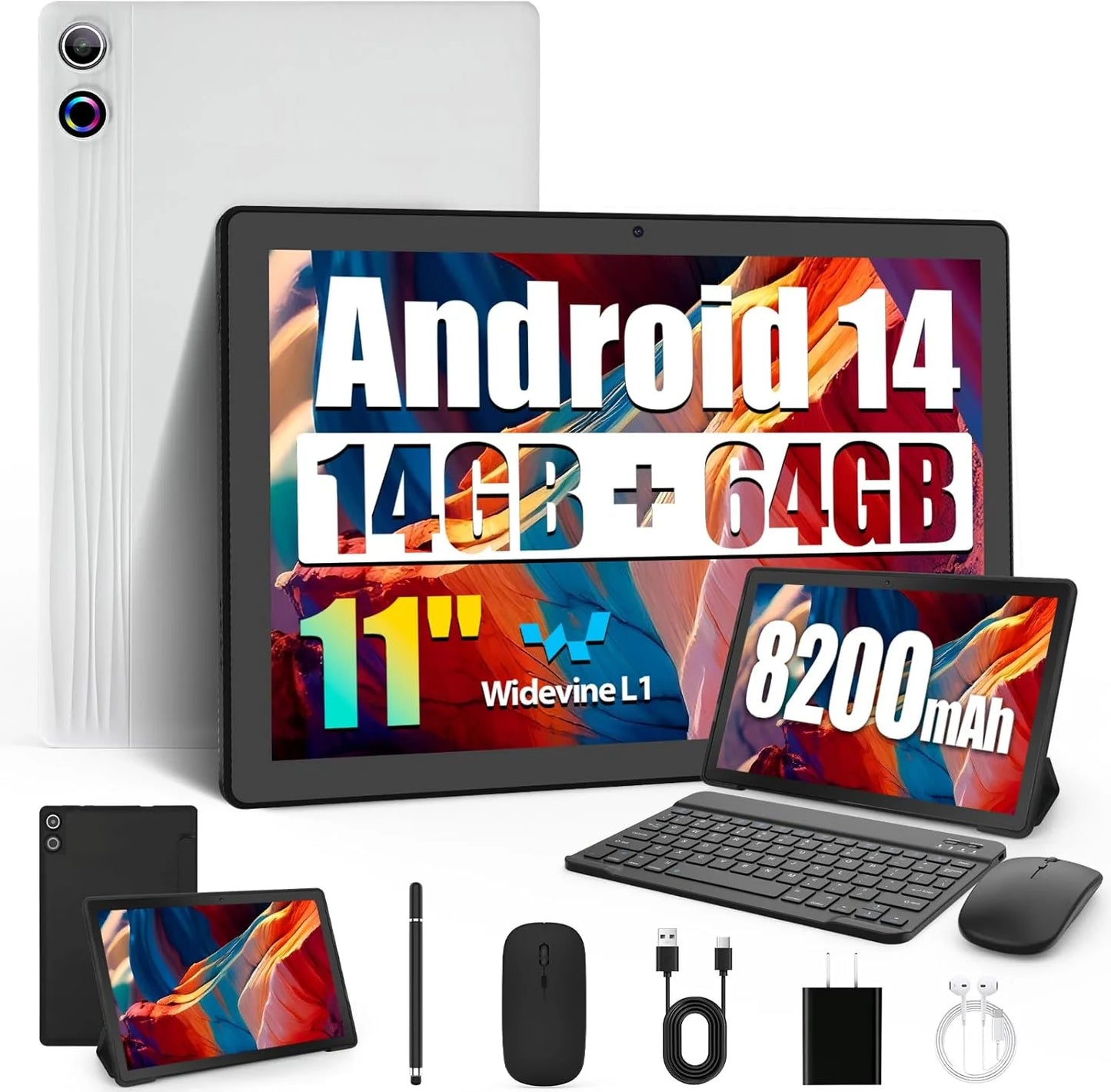 BESTSKI 11 inch Tablet Android 14GB RAM+64GB ROM