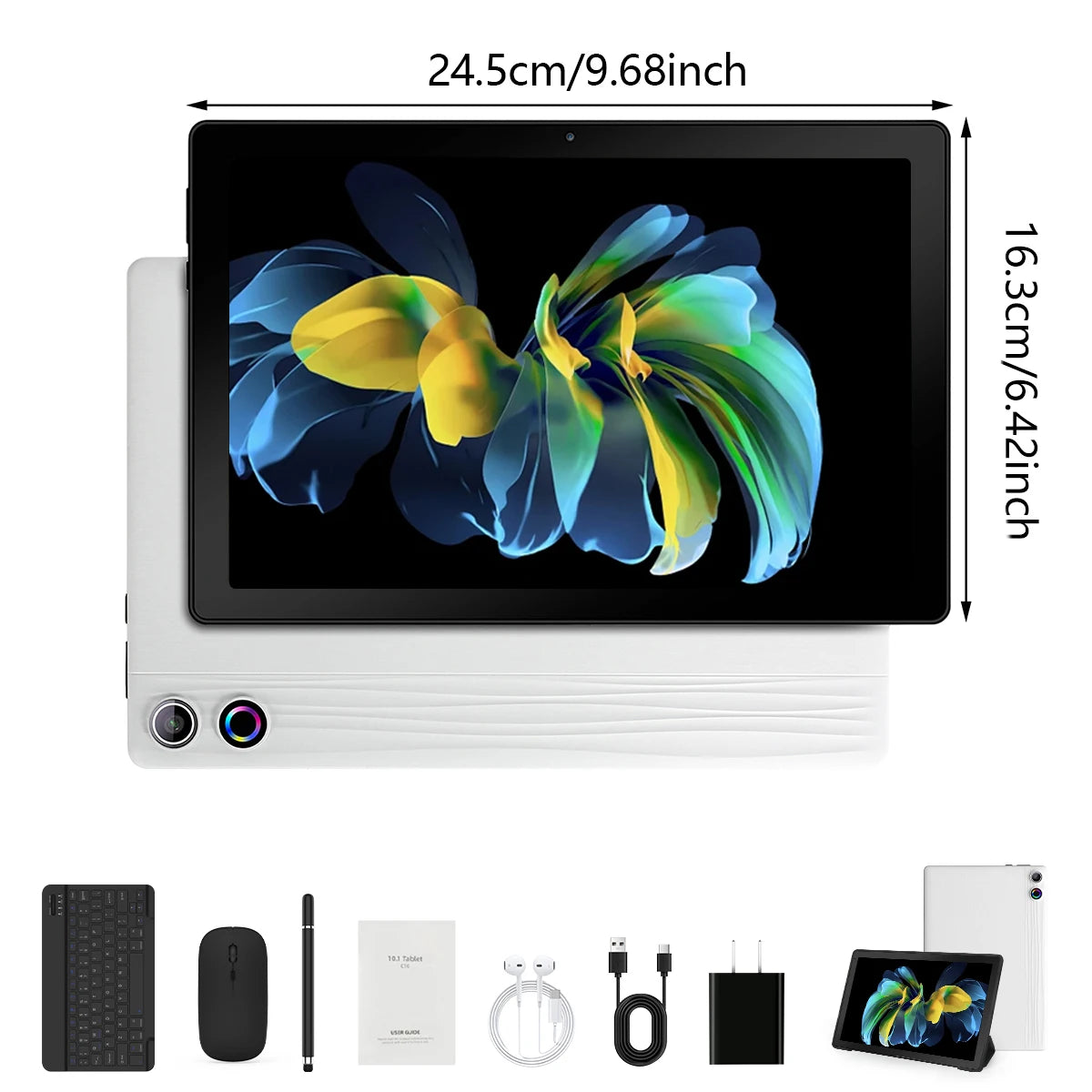 A10L 10Inch Tablet Android 14 12GB RAM 64GB ROM 1TB Expand WiFi6 Face Unlock HD IPS Screen Keyboard Mouse Stylus For PC Pad Gift