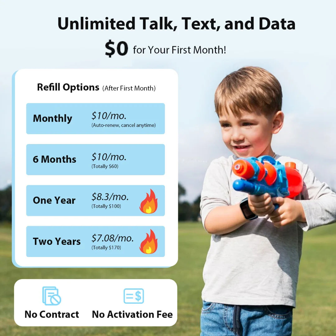 4G Smart Watch for Kids, with 30-Day Free Unlimited Plan, Video Call, Voice Chat, GPS,