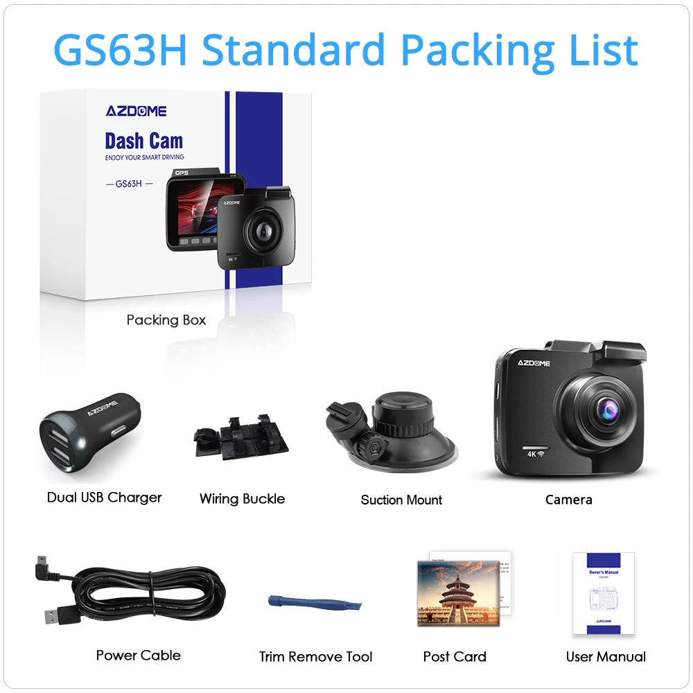 AZDOME Dash Cam GS63H 4K HD Dash Car Camera Night Vision