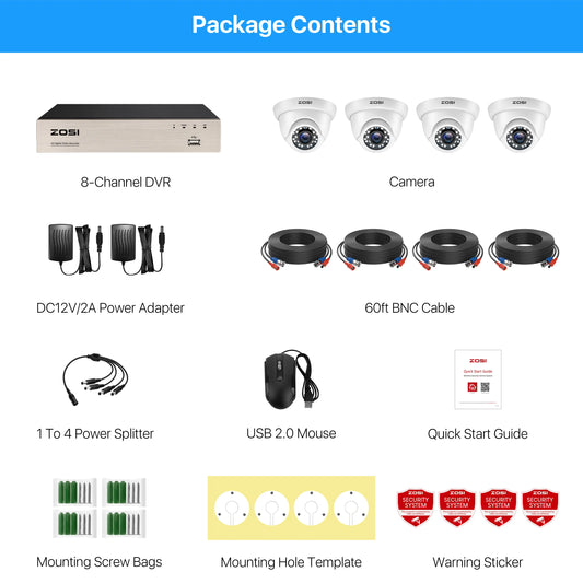 8CH 1080P HD Wired Security Cameras System 5MP Lite 8Channel HD-TVI DVR
