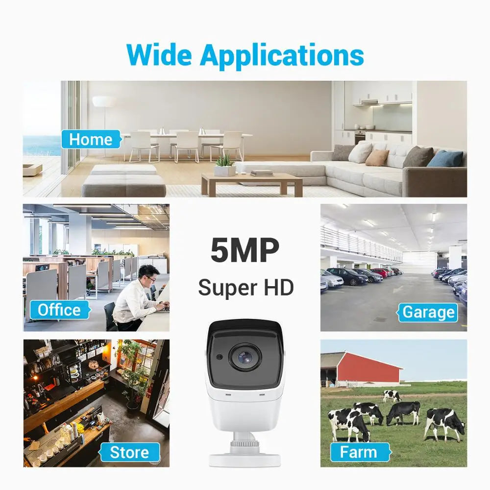 4X Ultra HD 5MP TVI CCTV Camera Outdoor Weatherproof White Security Surveillance System