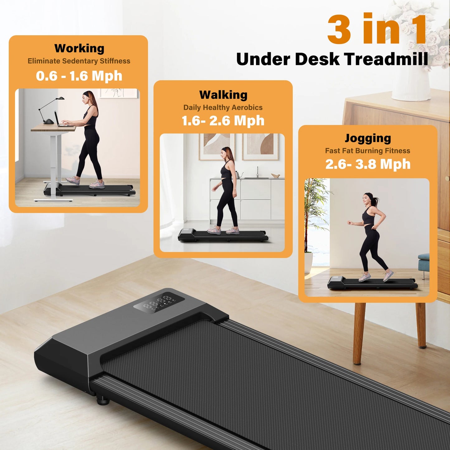 Smart Under Desk Treadmill for Home Office,Treadmill with APP&Remote Control,