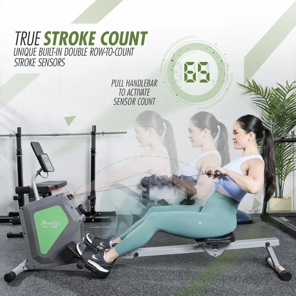 Smart Home Rowing Machine Bluetooth Compact Foldable Magnetic Rower with Fitness APP,