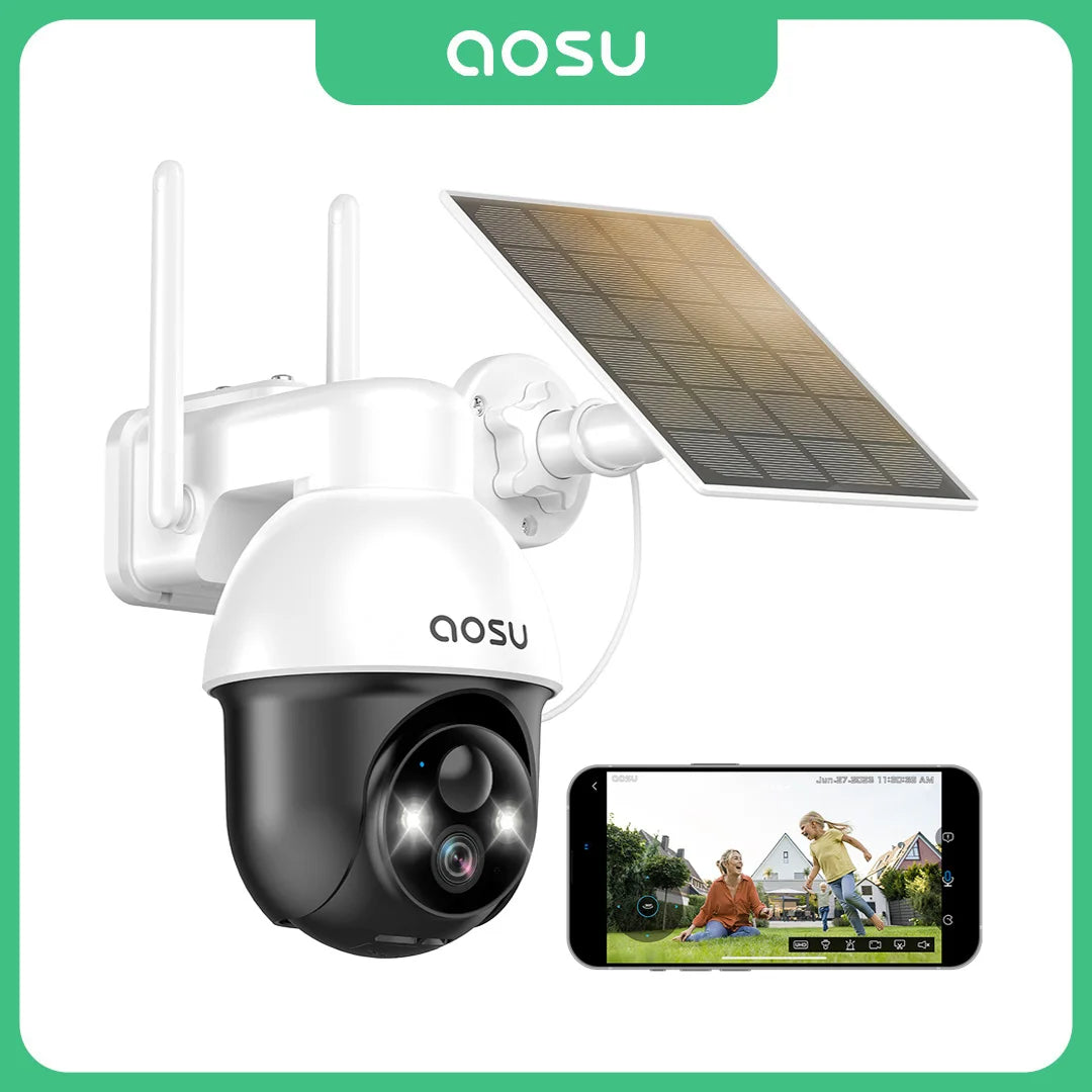 3MP PTZ Solar Security Camera  Wireless 2.4Ghz WIFI Camera PIR AI Detection 2-Way Audio Outdoor CCTV Camera