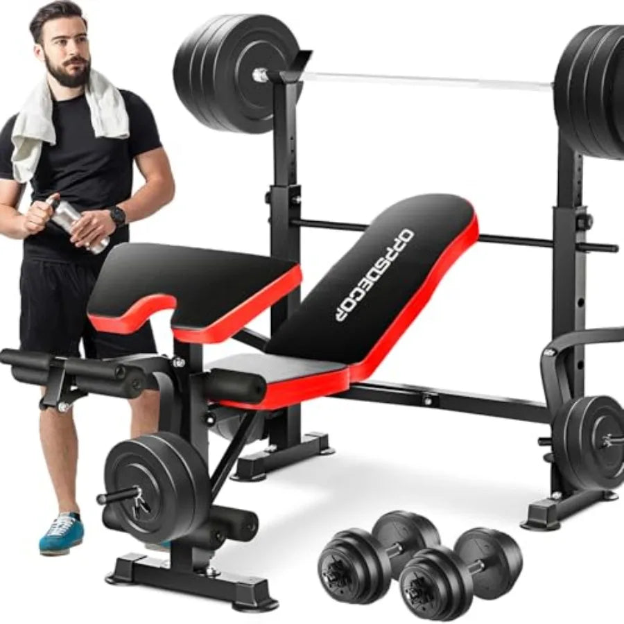6 in 1 Adjustable Weight Bench with Leg Extension and Leg Curl for Home Gym Strength