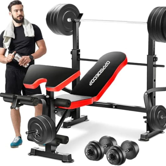6 in 1 Adjustable Weight Bench with Leg Extension and Leg Curl for Home Gym Strength