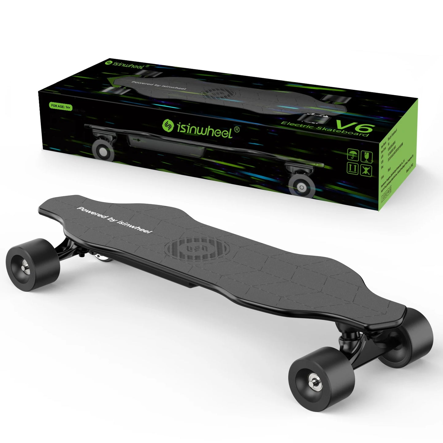 Isinwheel V6 Adult Electric Skateboard 25.2V 2Ah Battery Four-wheel  E-skateboard 74*51mm tire  E-scooter