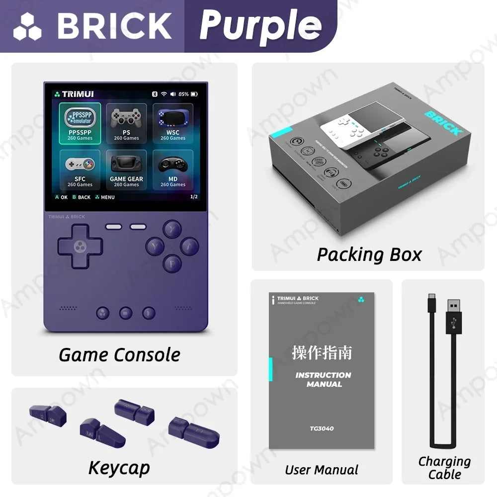 TRIMUI BRICK Handheld Game Console 3.2'' IPS Screen Linux System Trimui UI Metal Back Panel Key