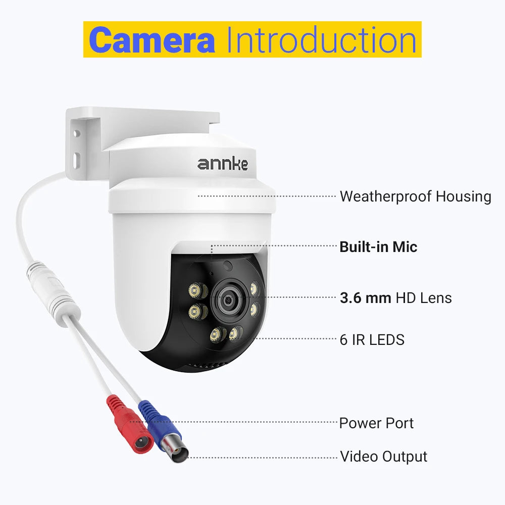 ANNKE 3K 5MP CCTV Home Surveillance Dome PT Camera 8 CH DVR 3/4/6 PCS 3.6mm Outdoor Camera IP65 IR Night Vision Cameras for Home Security