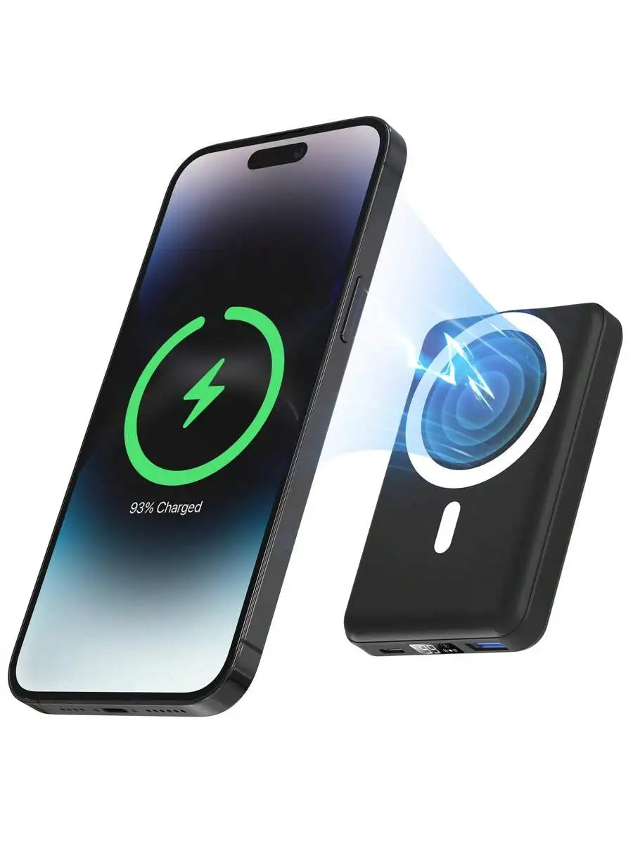 10000mAh Magnetic Power Bank With Type-C Cable LED Display 22.5W PD Fast Charging Wireless Portable Charger For iPhone iPad