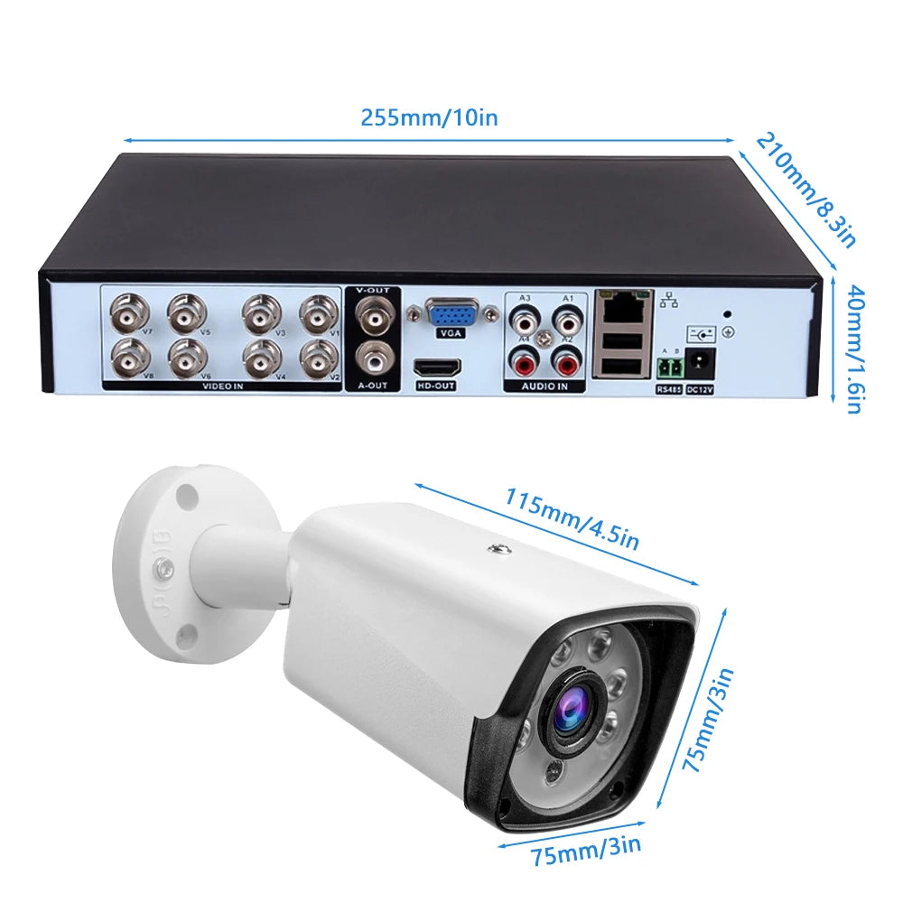 5MP CCTV Camera Security System 1080p HD Motion Detection