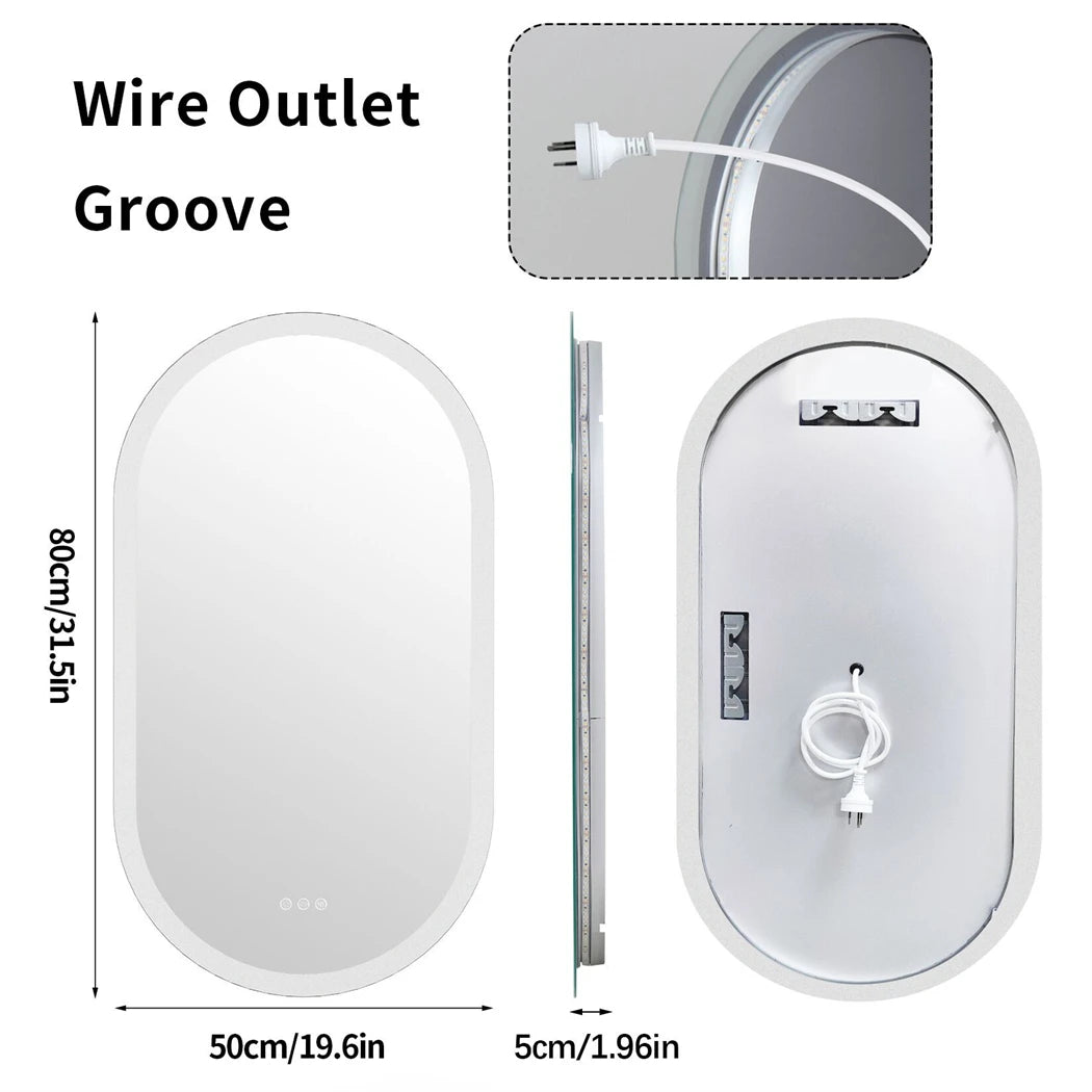 Oval LED Bathroom Mirror Smart Mirrors 3 Colors