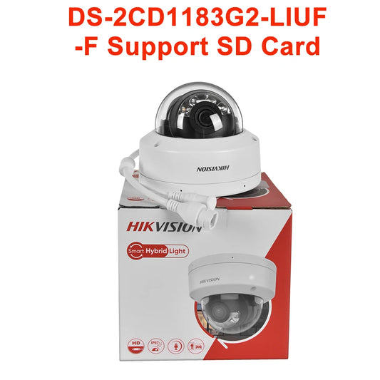 8MP IP Camera DS-2CD1183G2-LIU POE Built-in Mic 4K Smar Light Dual-Light Fixed Dome Network Camera
