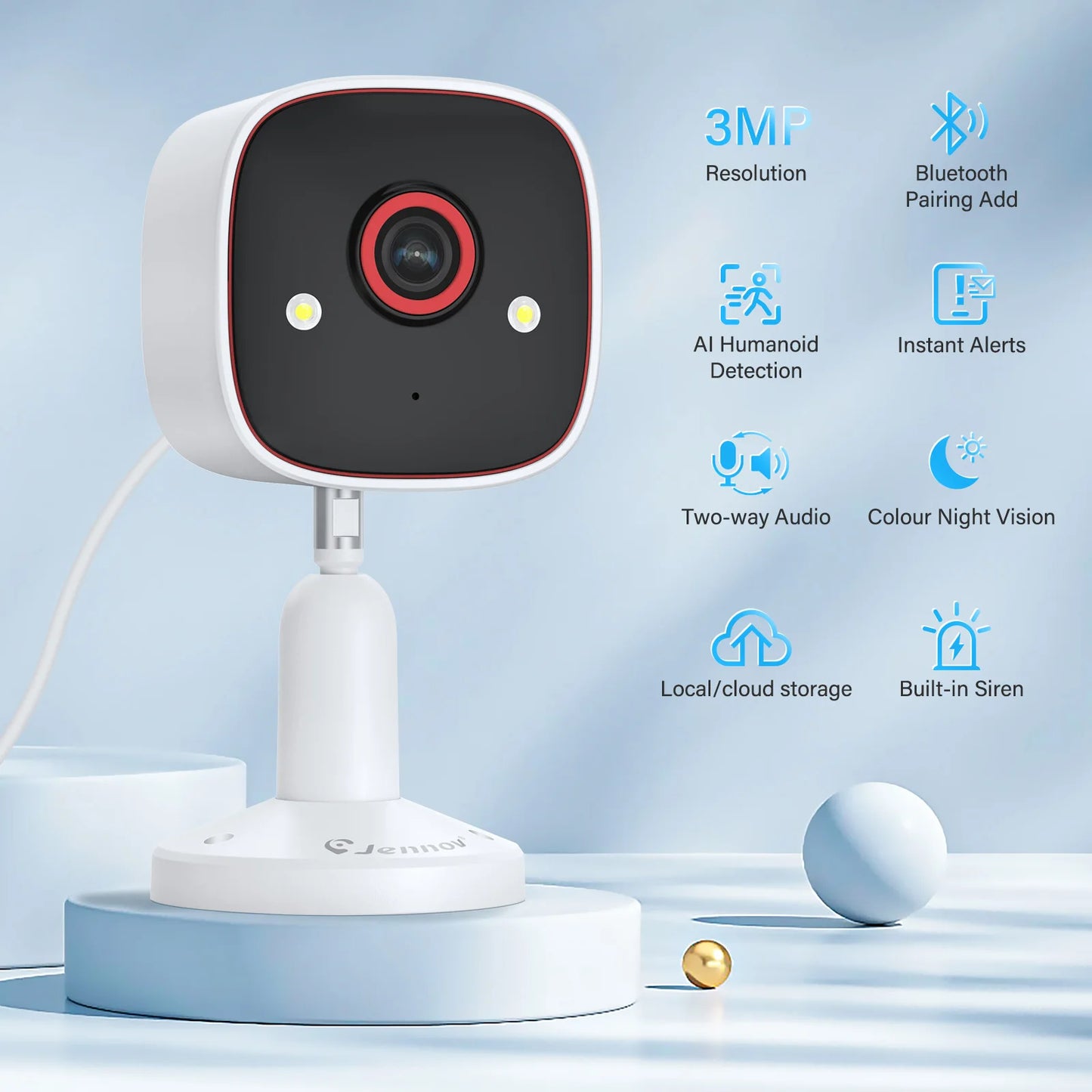 Indoor WiFi Home Security Camera 2-Way Audio Monitor