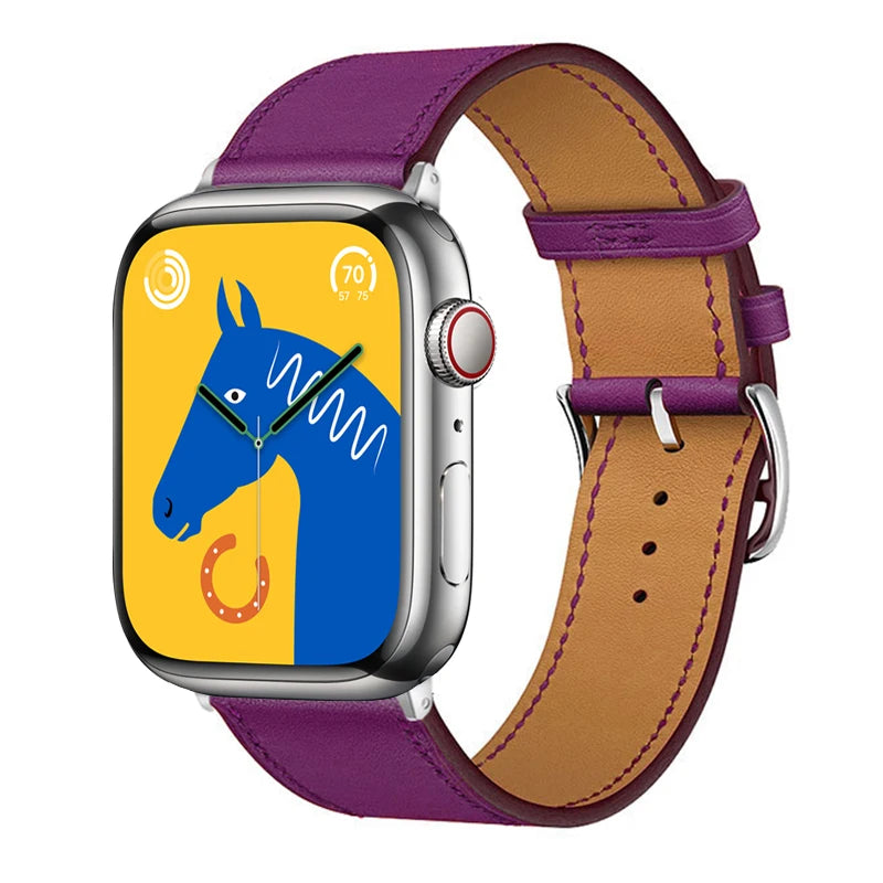 Leather Band For Apple Watch Strap 45mm 45mm 40mm 41mm 38mm 42 Single Tour Bracelet Correa iWatch 3 6 SE 7 8 9 ultra 49mm 2035