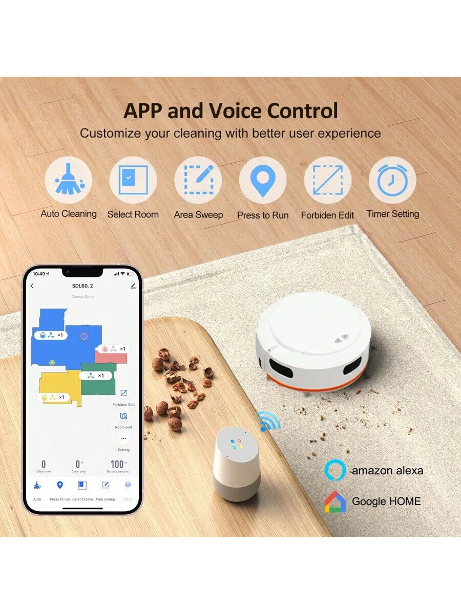 Smart, Wireless,  Multifunctional Vacuum Cleaner Robot With Powerful