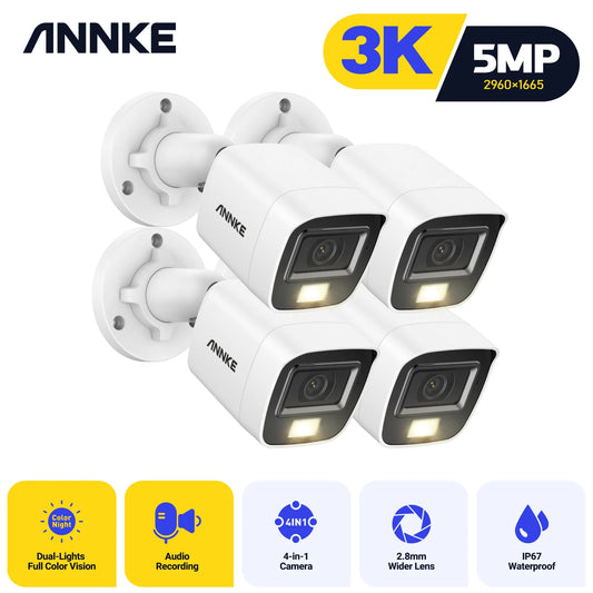 4Pcs 5MP CCTV Cameras IP67 Waterproof Video Surveillance Outdoor