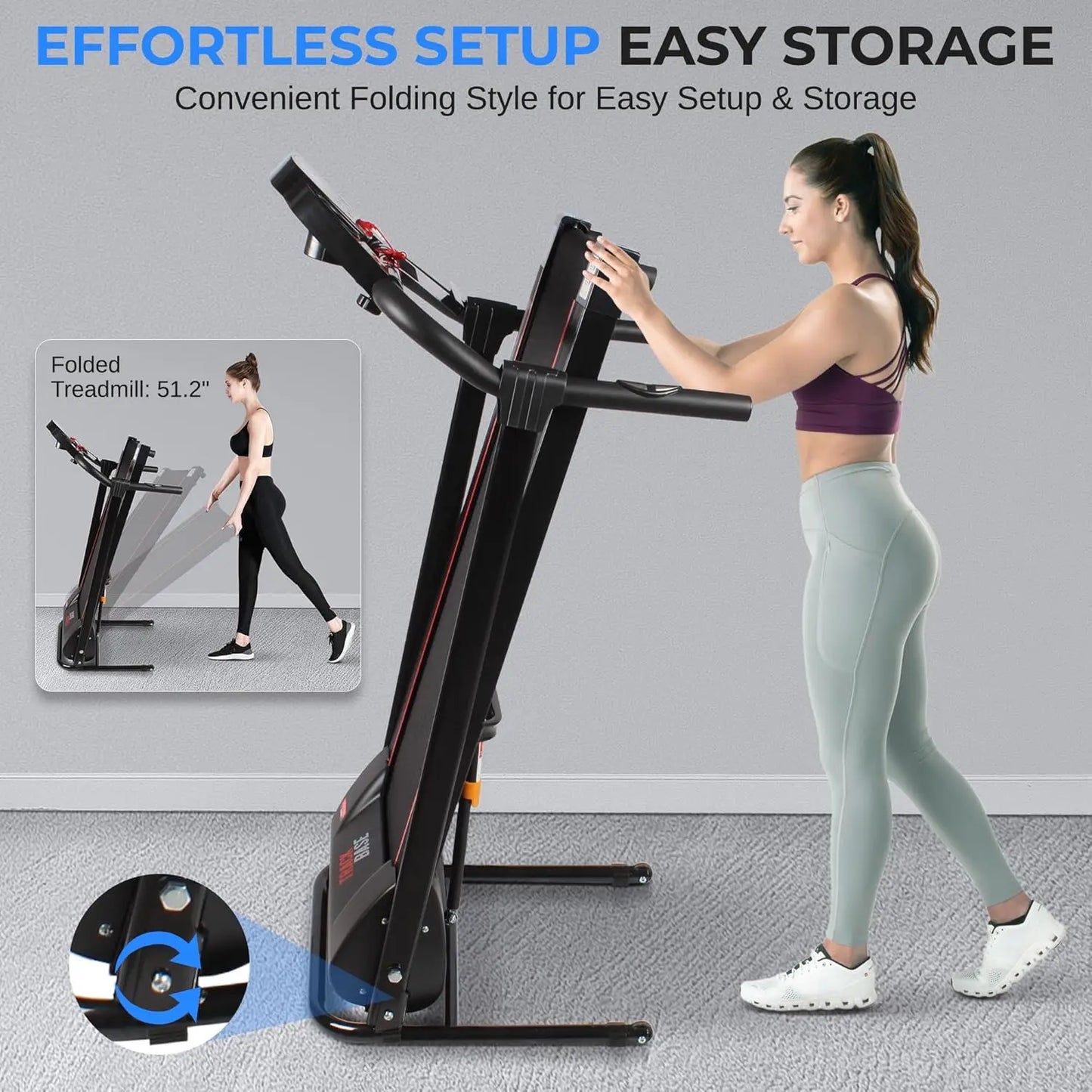 Electric Folding Treadmill Exercise Machine - Smart Compact