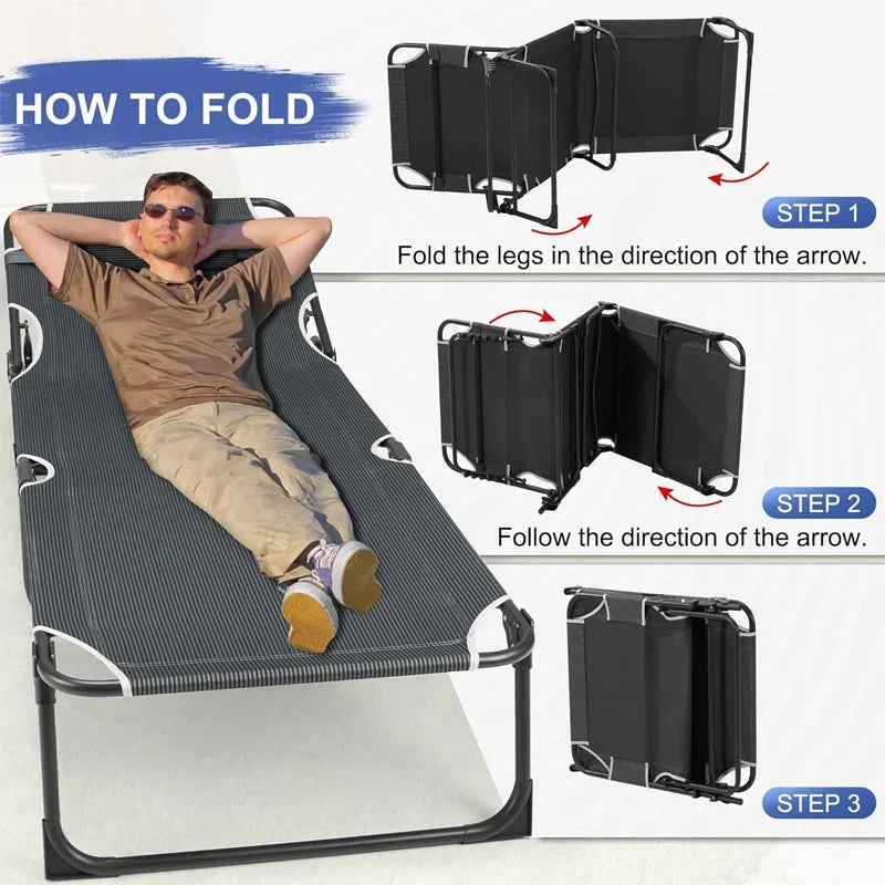 Camping Cot with Mattress, 4-Position Folding Camping Bed