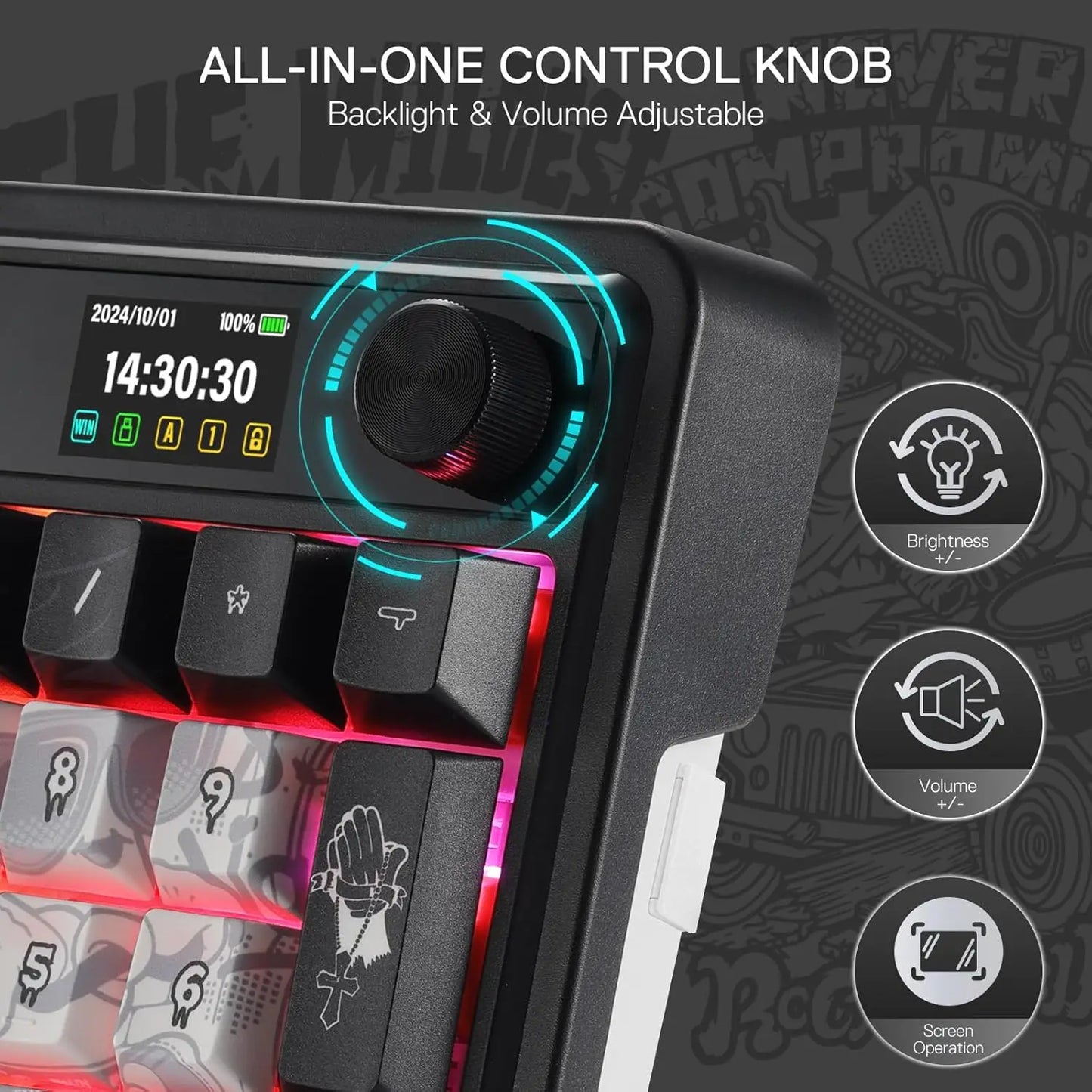 Redragon 719 PRO Wireless Gasket Gaming Hype Screen & Knob, 95 Keys Mechanical