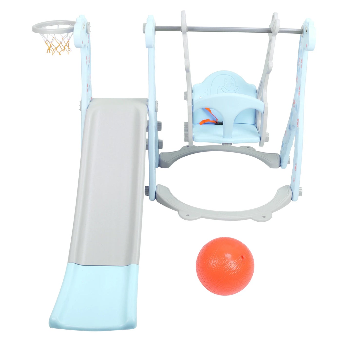 Climber Swing Set Children Play Slide Set Toddler Climber Swing Set with Basketball