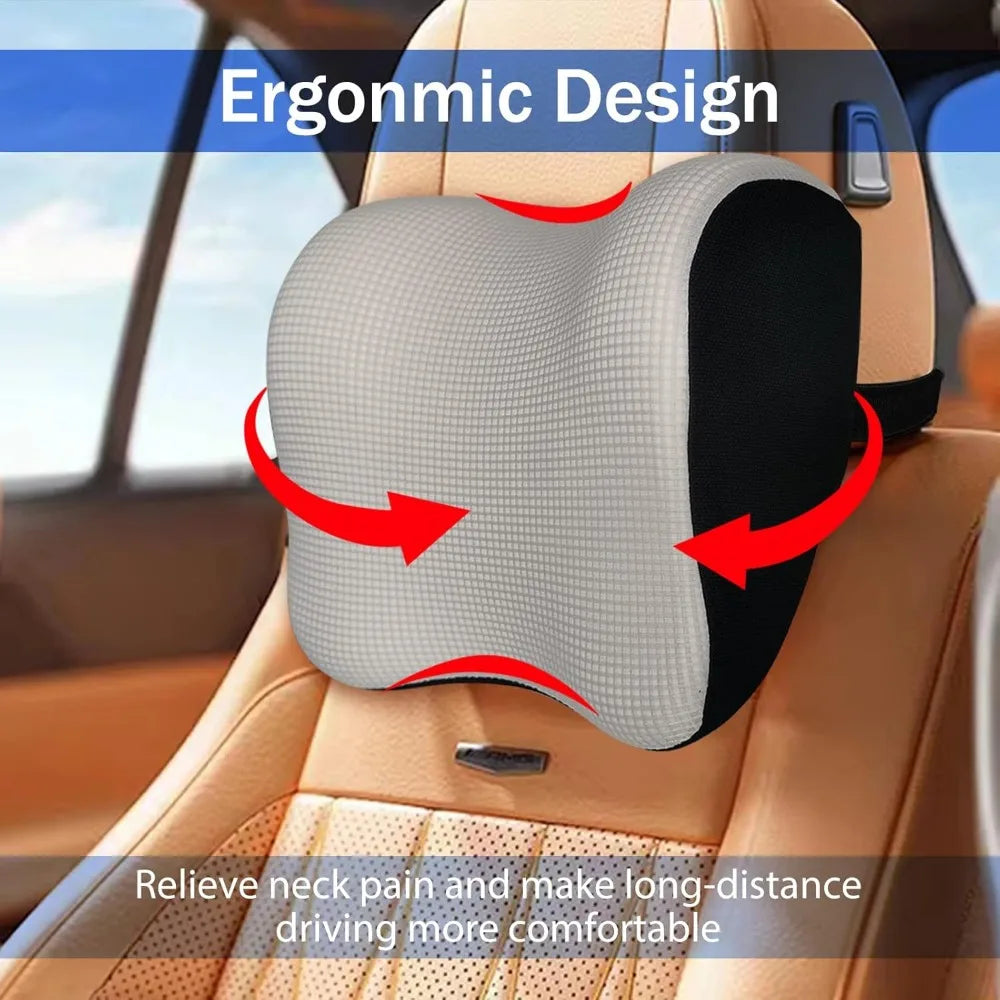 Ultra Soft Car Headrest Pillow, Car Pillow for Driving with Adjustable Strap,