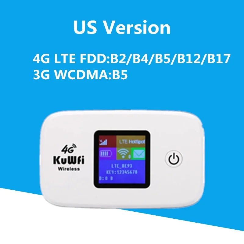 KuWFi 4G Mobile Router 150Mbps Wirelress Wifi Hotspot Protable LTE Router 2400mAh 4G Mini Router Low Power with SIM Card Slot