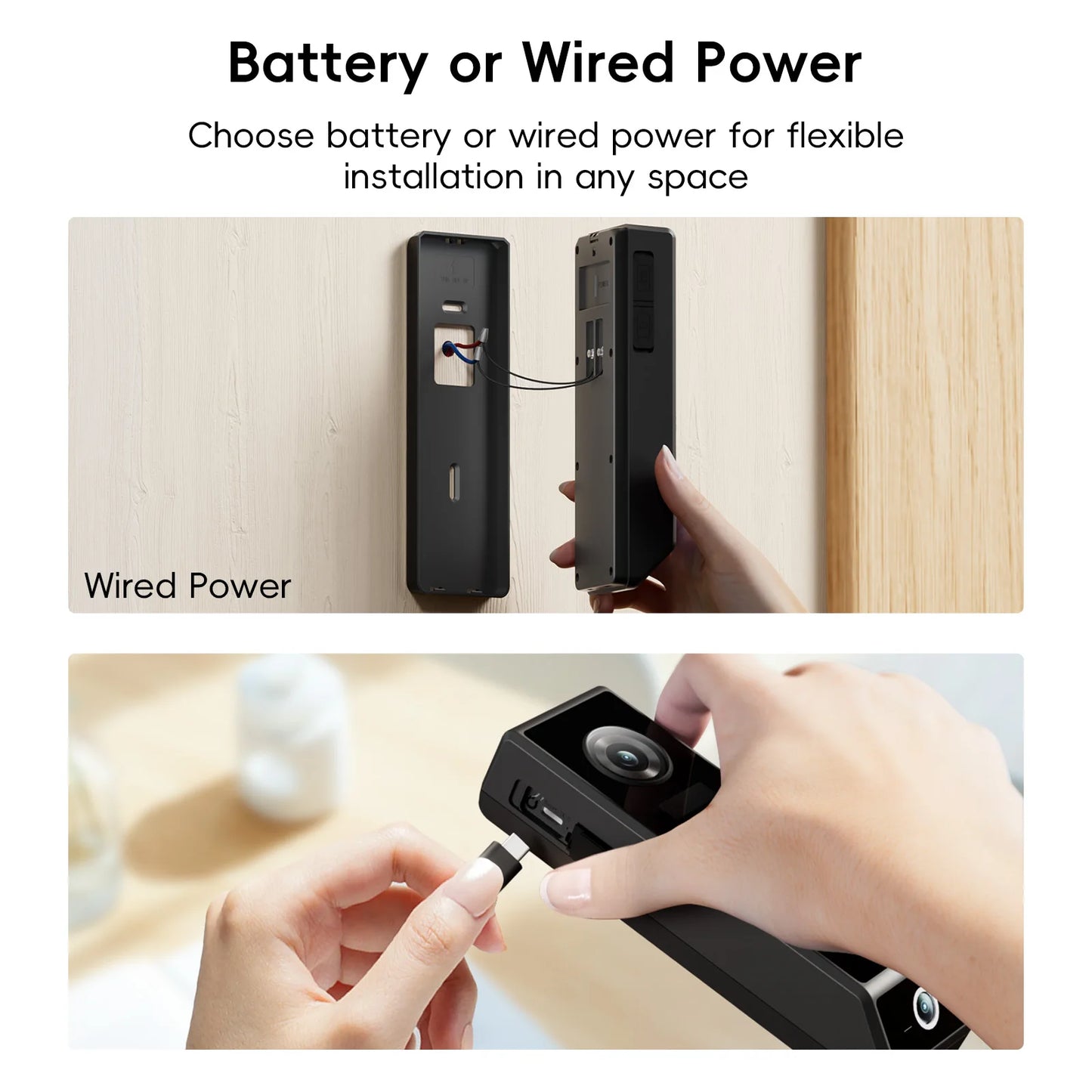 Dual Lens Battery /wired power Doorbell Wireless with Chime,