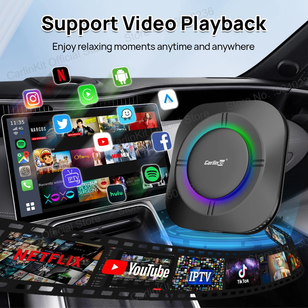 CarlinKit S2 CarPlay Ai Box LED Android 13 Streaming Box 64G