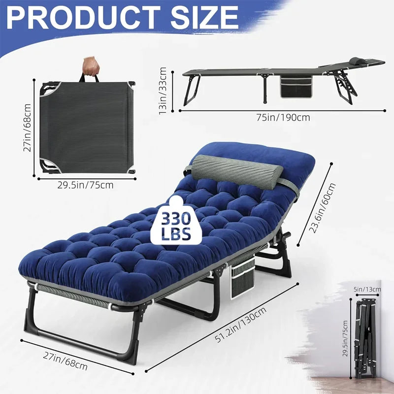 Camping Cot with Mattress, 4-Position Folding Camping Bed