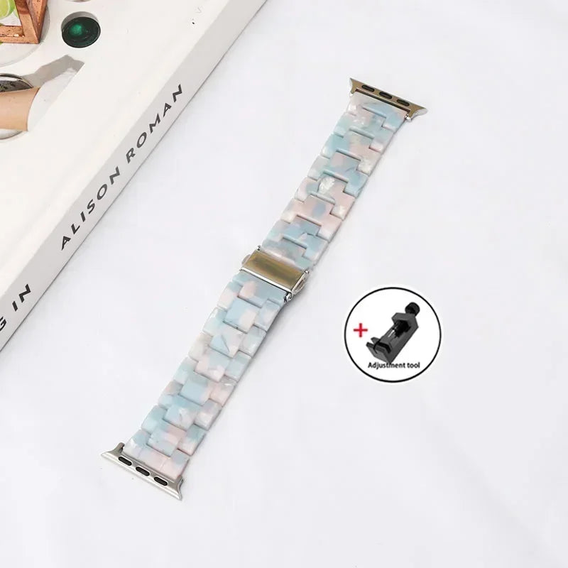 Luxury Resin strap for Apple Watch Ultra 2 Band 49mm 45mm 41mm 40mm 44mm 38mm 42mm Link bracelet iwatch series 9 7 8 6 se 5 4 3