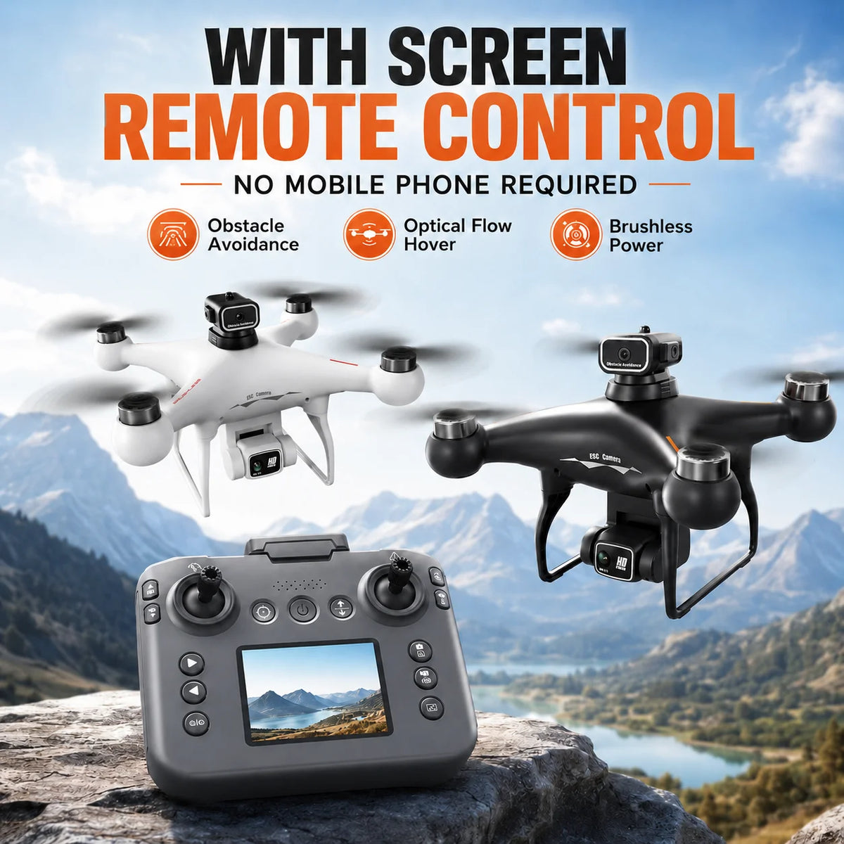 RC Drone 4K HD Dual Camera 90° Adjustable Lens Dual Camera Switch Dual Screen Switch Phone RC Image Transmission Aerial Photography Drone