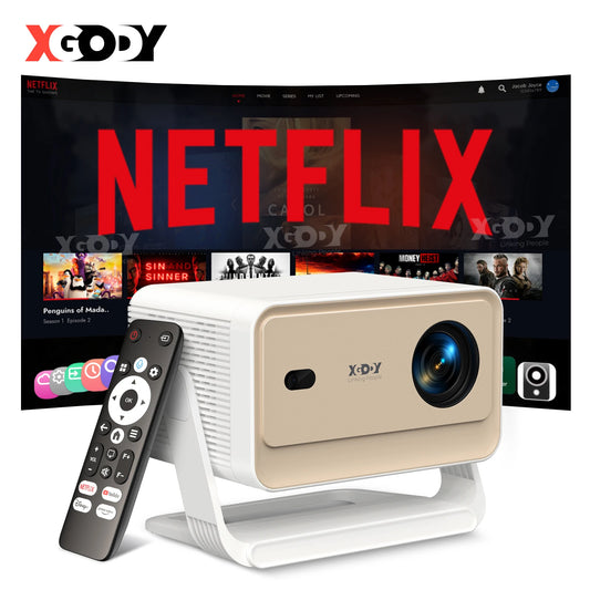 XGODY Projector N6/N6 Pro Netflix Officially 4K Voice Control Smart Android TV Whale OS 8/32GB ROM for Movie Home Theater