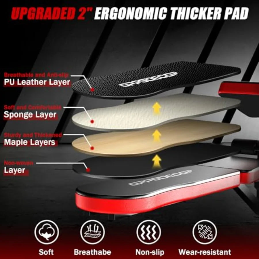 6 in 1 Adjustable Weight Bench with Leg Extension and Leg Curl for Home Gym Strength