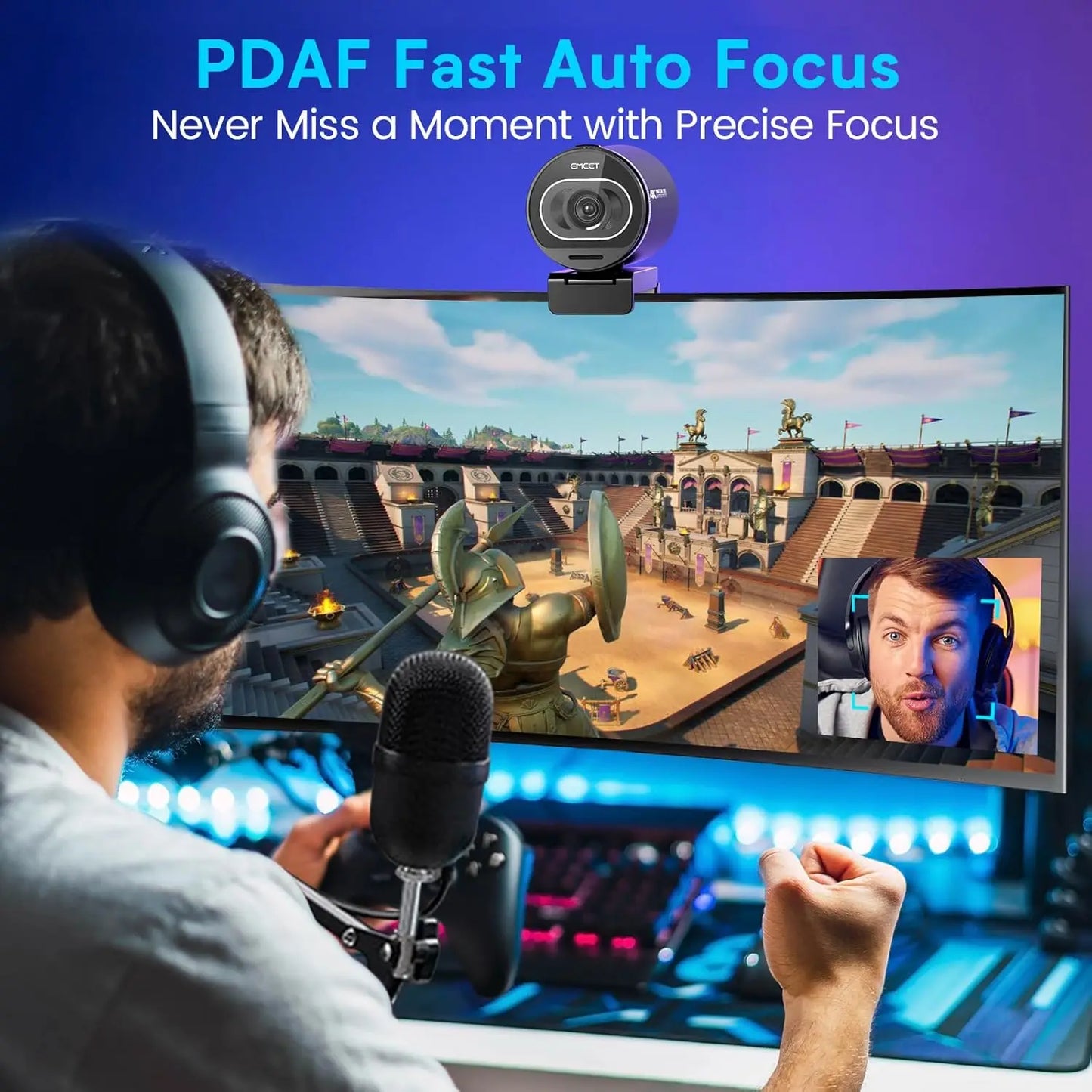 4K Streaming Webcam with Sony Sensor, Autofocus, 1080P@60FPS, Noise Reduction Mics, Privacy Cover