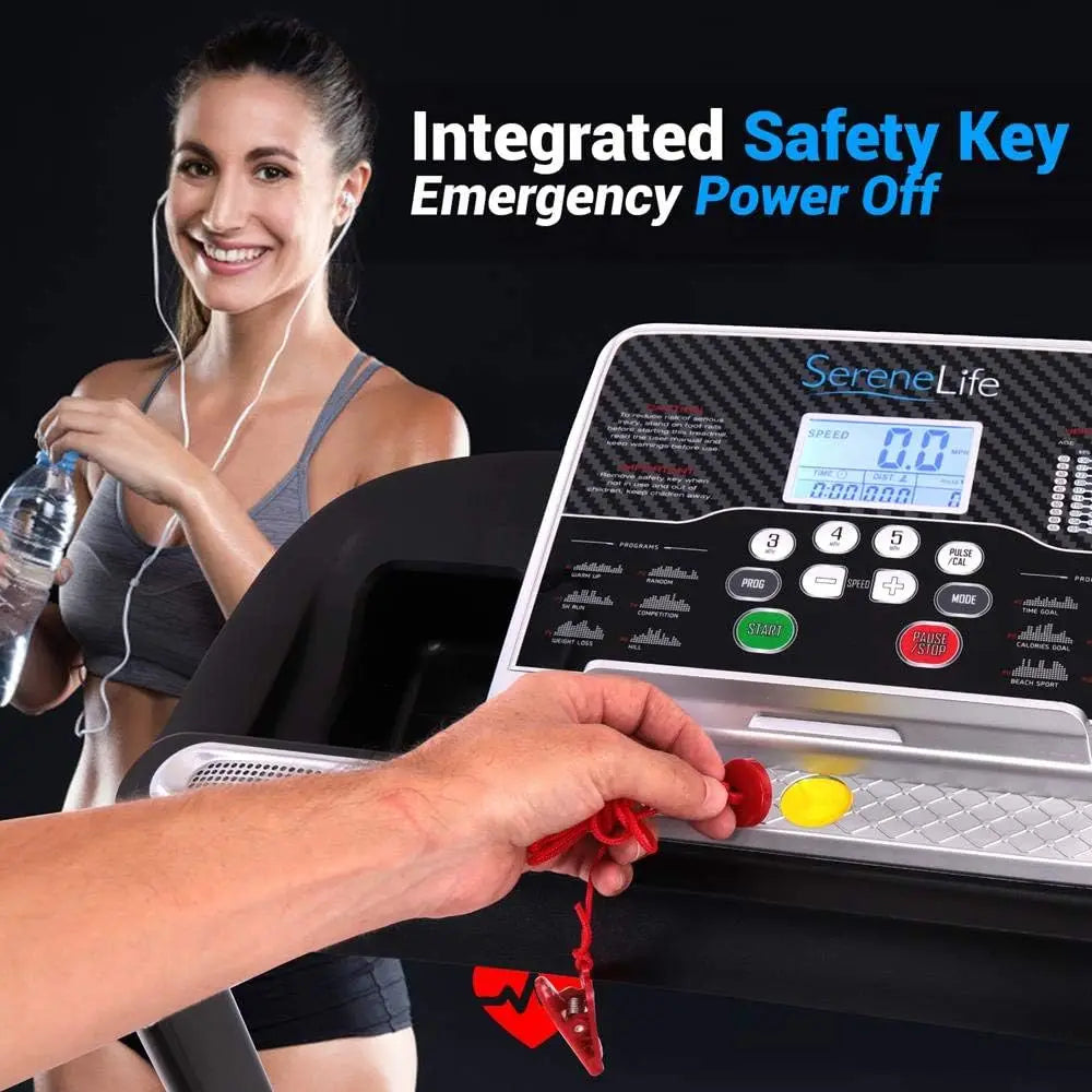 Smart Compact Digital Fitness Treadmill Workout Trainer w/Bluetooth