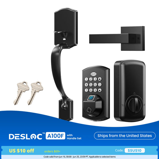 A100F Electronic Keypad Door Lock with Handle Set, Keyless Entry Smart Lock