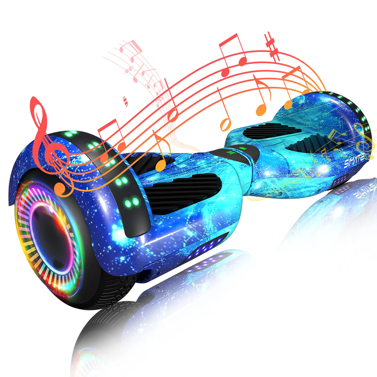 SIMATE Hoverboard With Bluetooth All Terrain LED Lights and APP Control, Gifts for Kids Adults Girls Boys, for All Ages, Self Balancing Scooter