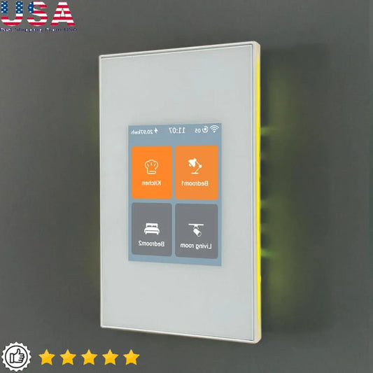Smart Light Switch L8-HS4 4 Gang Touchscreen WiFi Switch APP Control Timer Voice Control