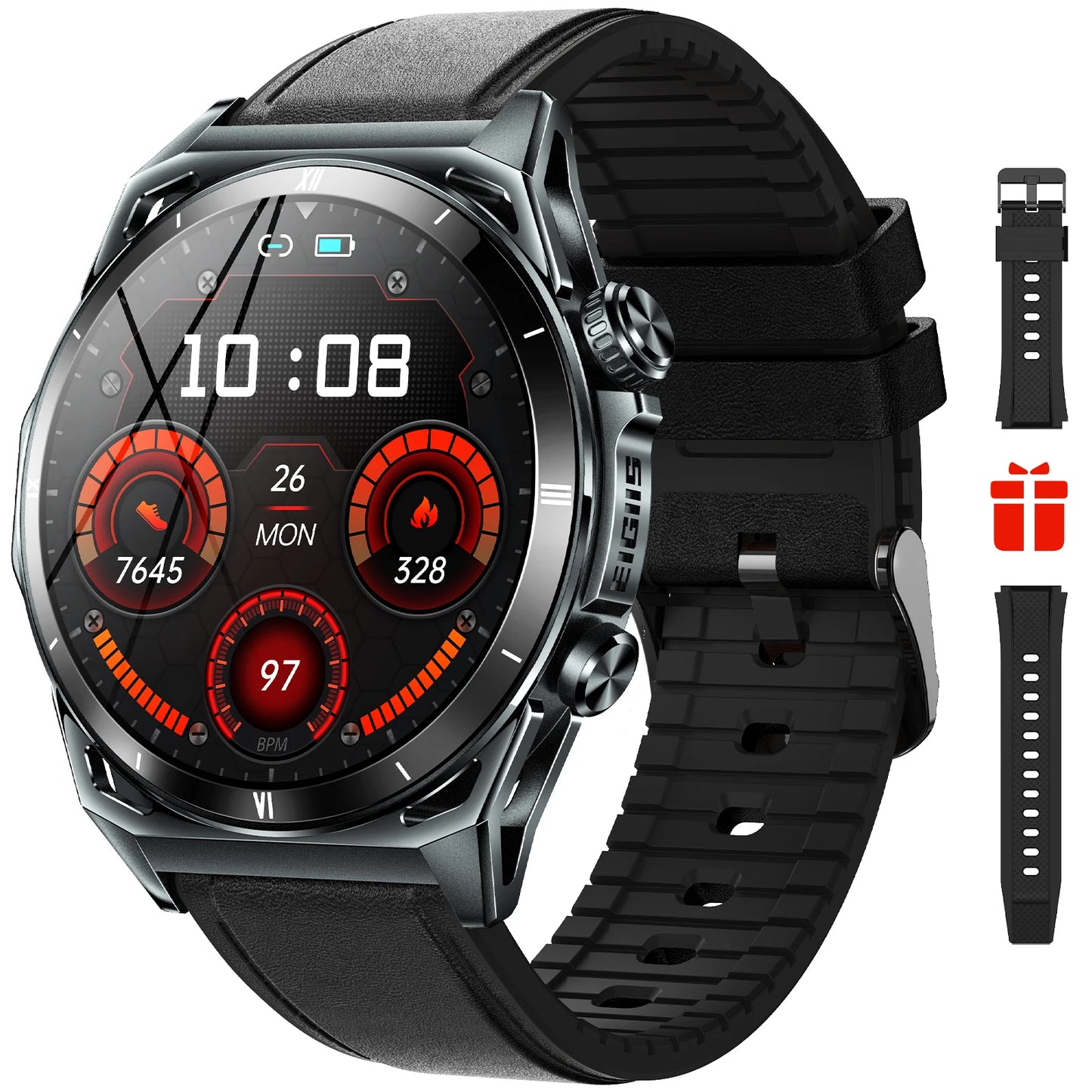 New Smart Watch KE6 1.43"Black Sports Watch KE Series Bluetooth