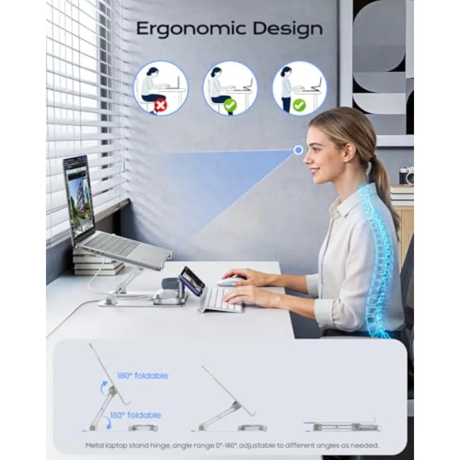 Laptop Stand for Desk with Wireless Charging Station Base,  with MagSafe Charger for iPhone/iWat