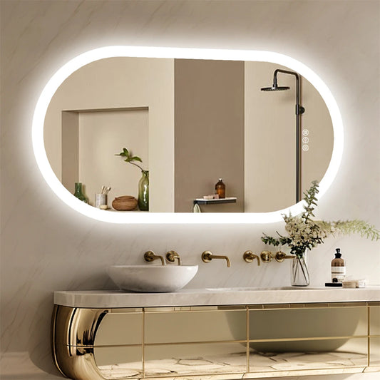 Oval LED Bathroom Mirror Smart Mirrors 3 Colors