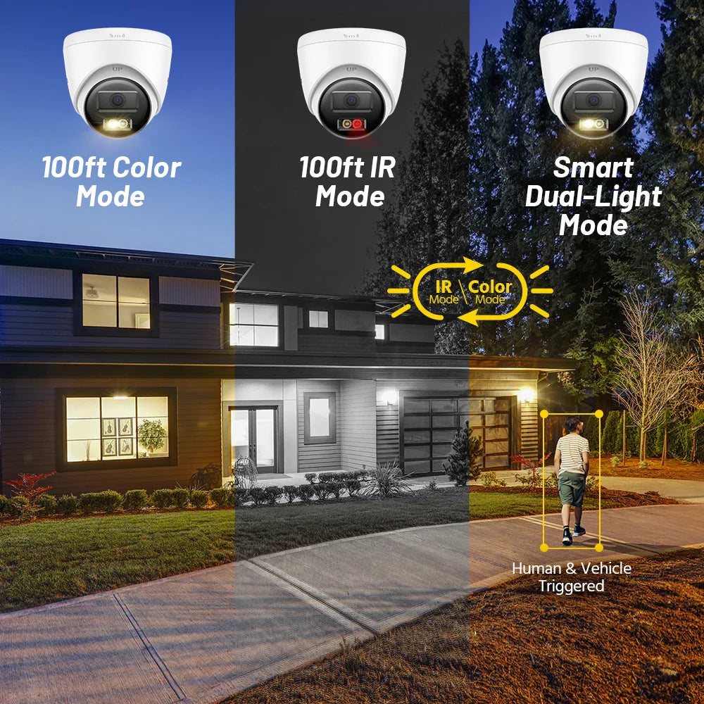 8MP HD IP Security Camera Poe 4K Dual Light Audio Fixed Camera Human Vehicle Detection