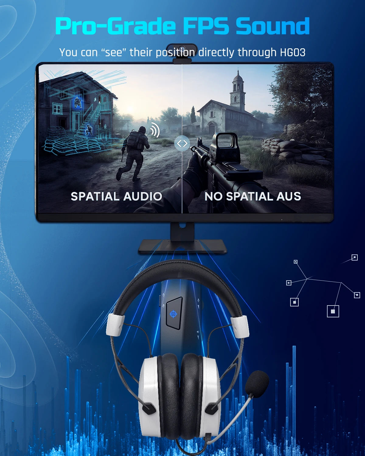 USB-A Gaming Headset with 7.1 Surround and FPS Sound Wired Headphones with Noise Canceling Mic