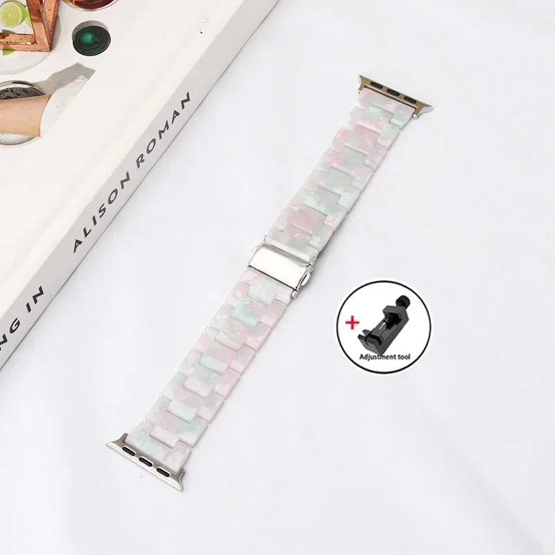 Luxury Resin strap for Apple Watch Ultra 2 Band 49mm 45mm 41mm 40mm 44mm 38mm 42mm Link bracelet iwatch series 9 7 8 6 se 5 4 3