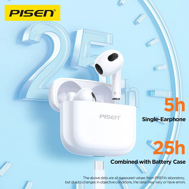 PISEN P1 Wireless Bluetooth Earphones | Microphone Call Noise Cancellation | IPX4 Water-Resistant |25H Long Battery Life