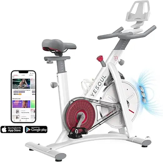 Exercise Bike for Home,Smart White Cycling Bike Magnetic Stationary Bike,